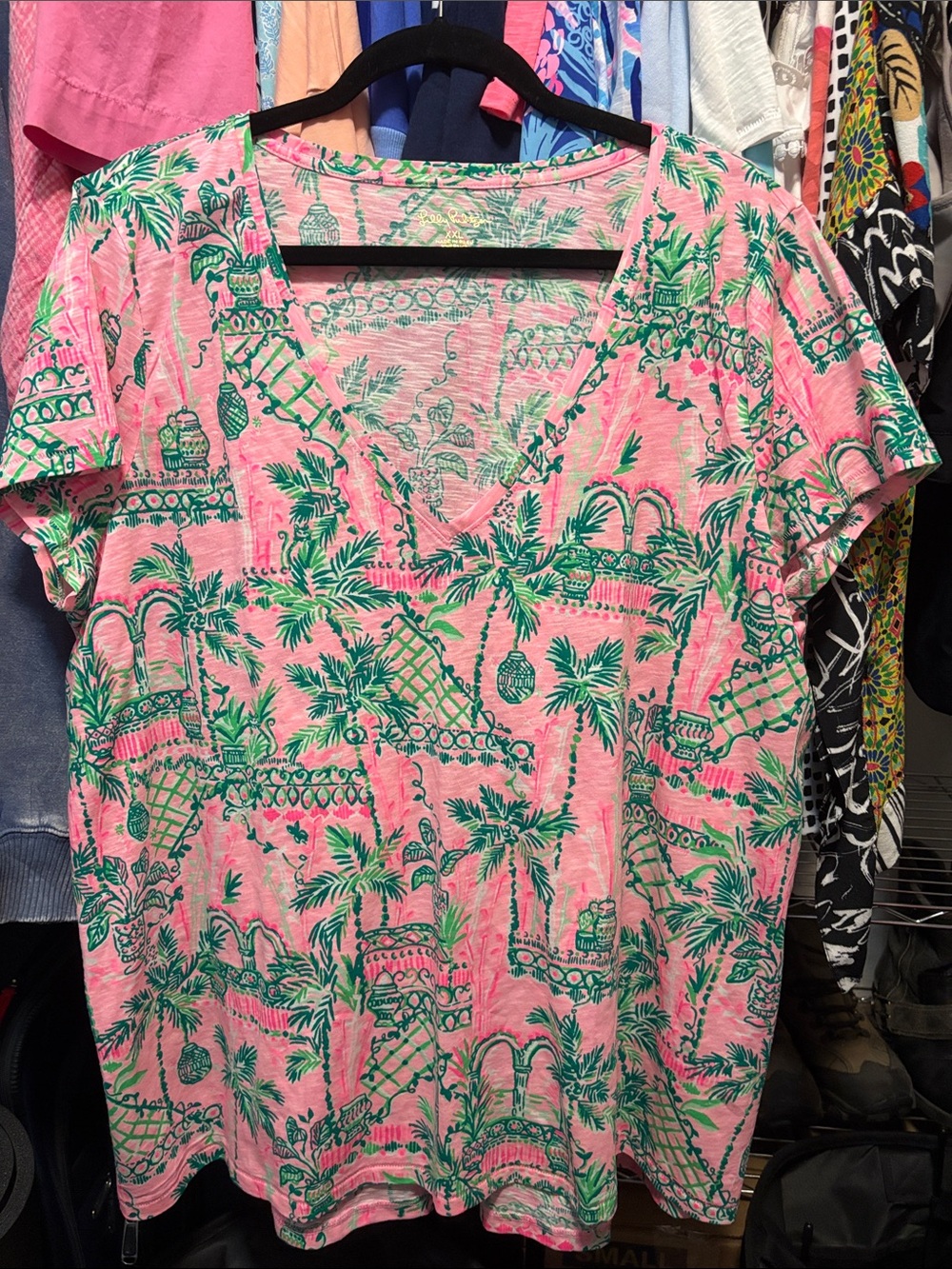 Lilly Pulitzer Etta V-Neck Tee Mandevilla Baby Always Worth It